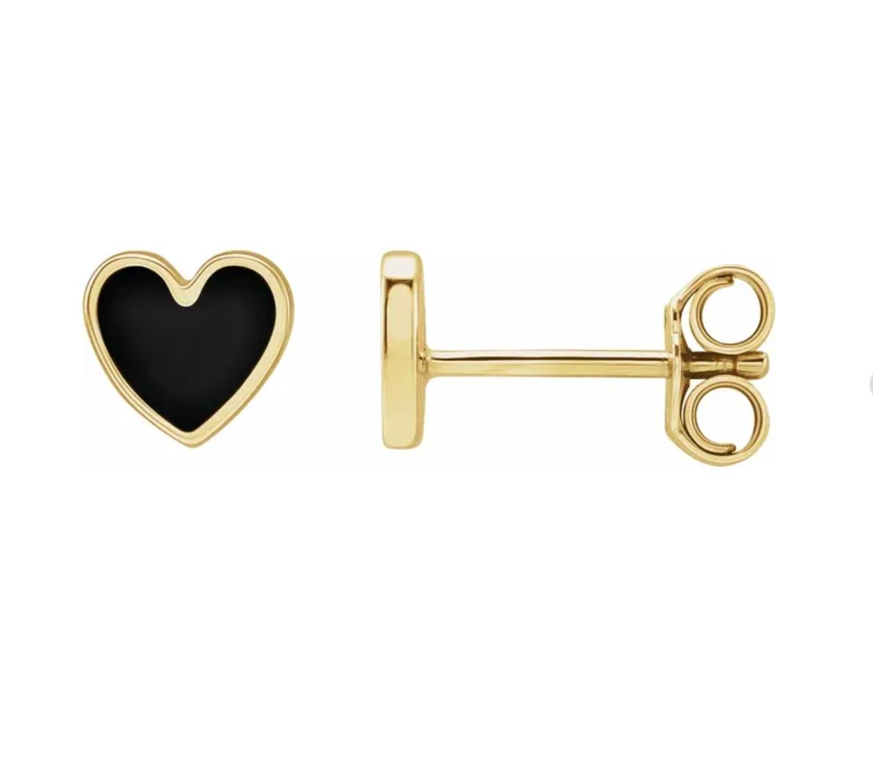 14k Yellow Gold Red Heart Earrings