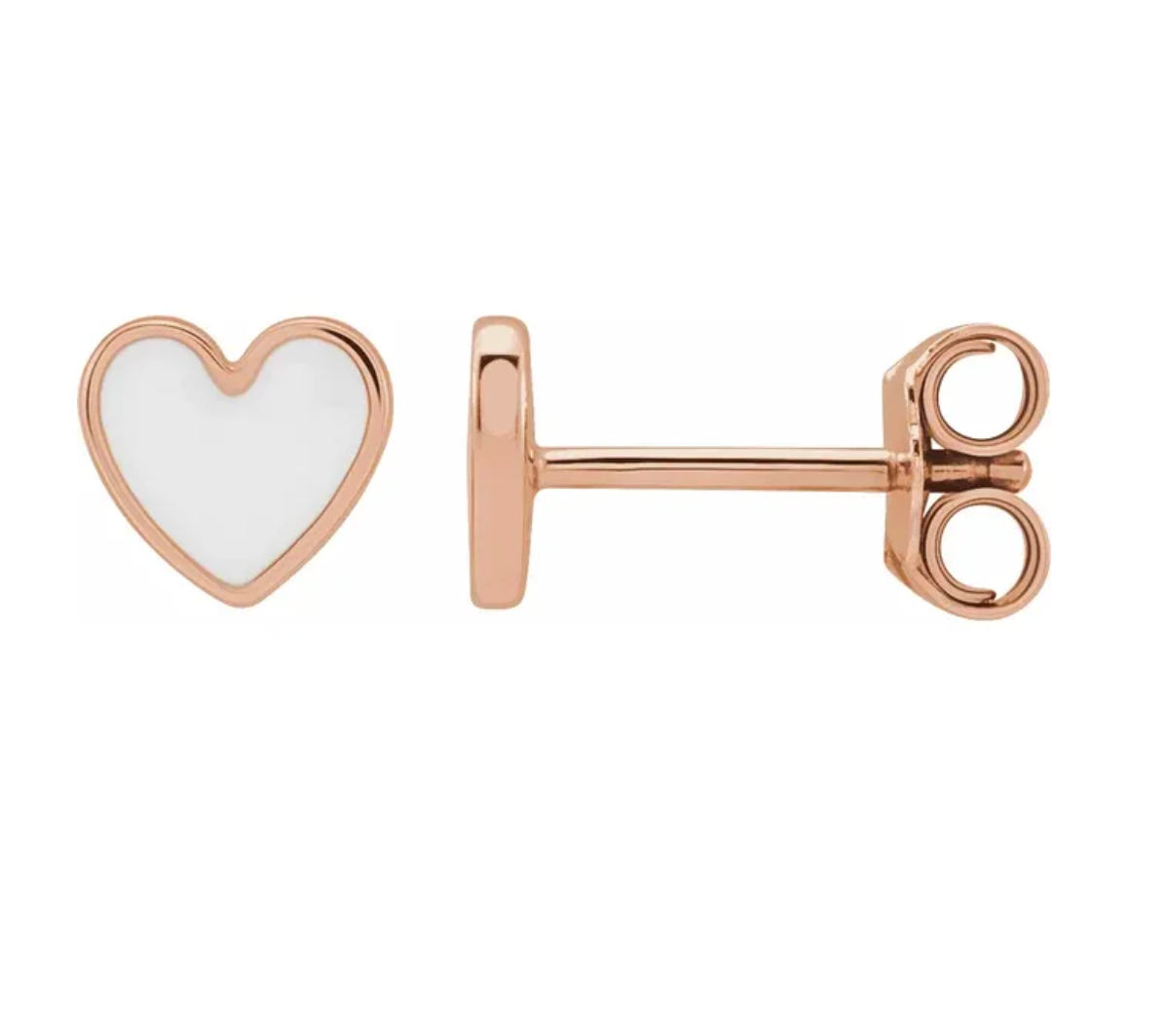 14k Yellow Gold Red Heart Earrings