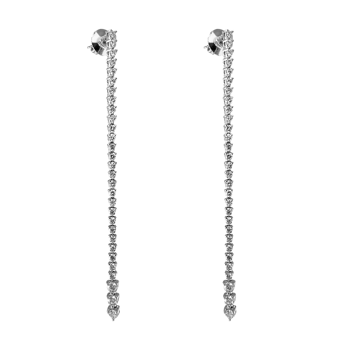 14k White Gold Graduated Diamond Line Earrings