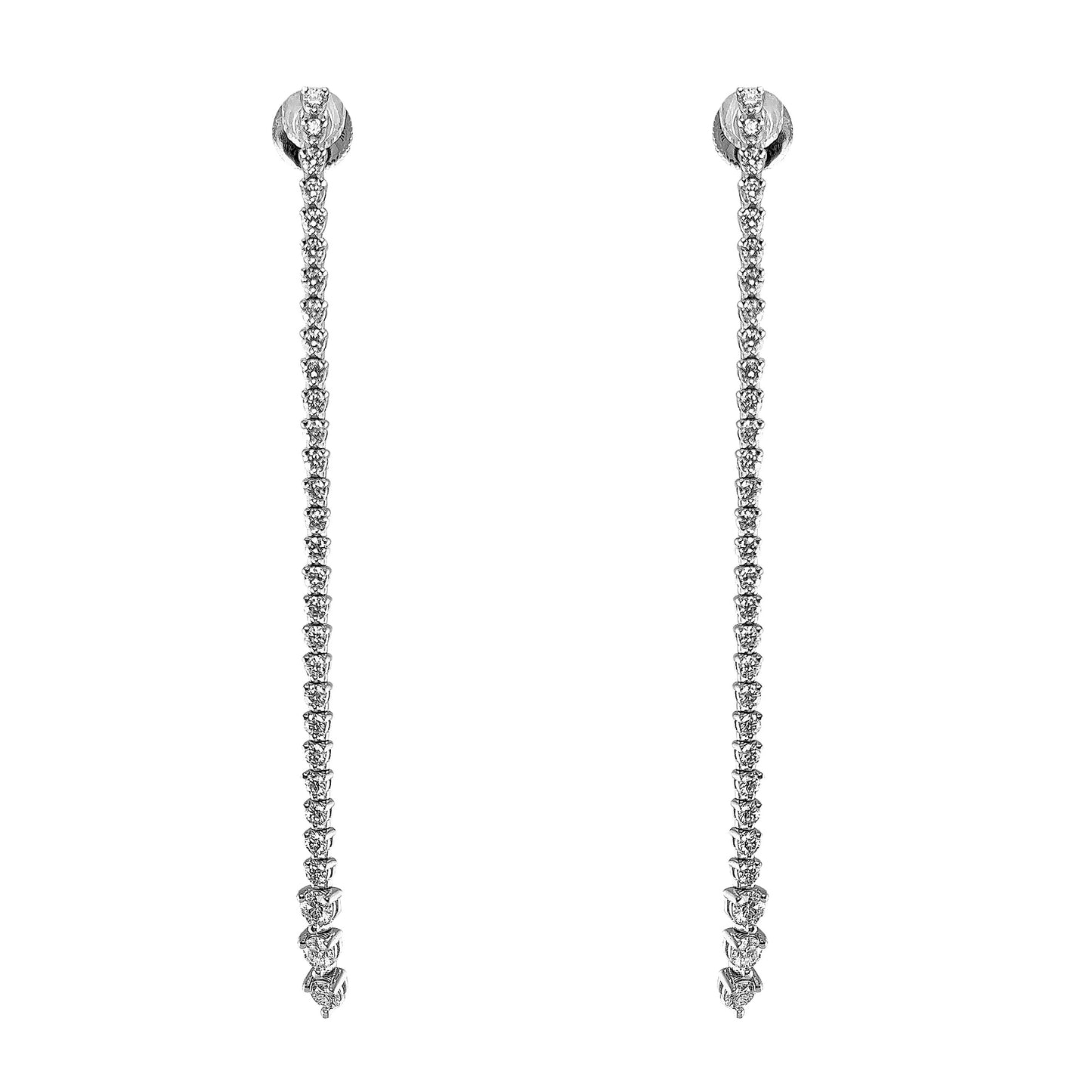 14k White Gold Graduated Diamond Line Earrings