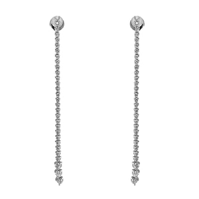 14k White Gold Graduated Diamond Line Earrings