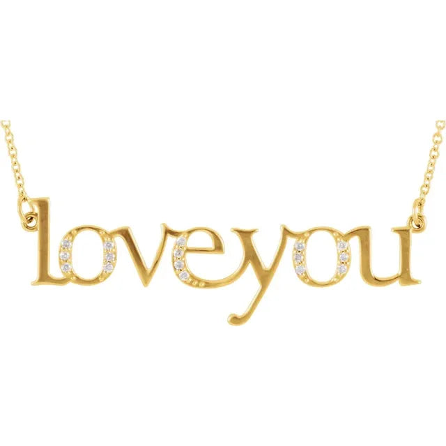 "Love You" Necklace with Diamonds