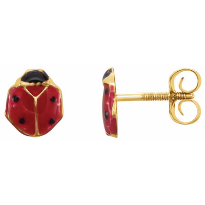 14k Yellow Gold Ladybug Earrings