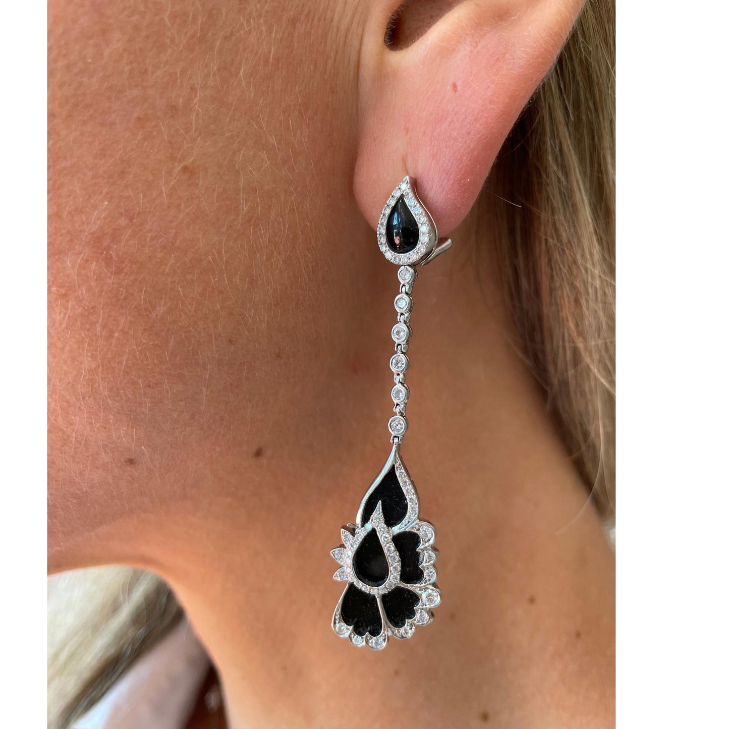 Black Onyx and Diamond Earrings