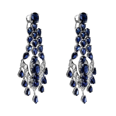 Chandelier Earrings with Sapphires and Diamonds
