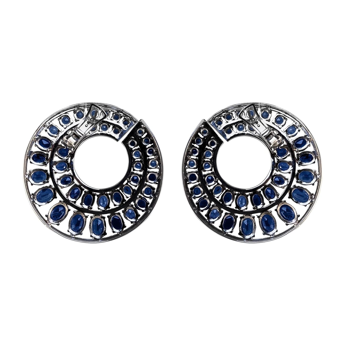 Blue Sapphires and Diamond Earrings