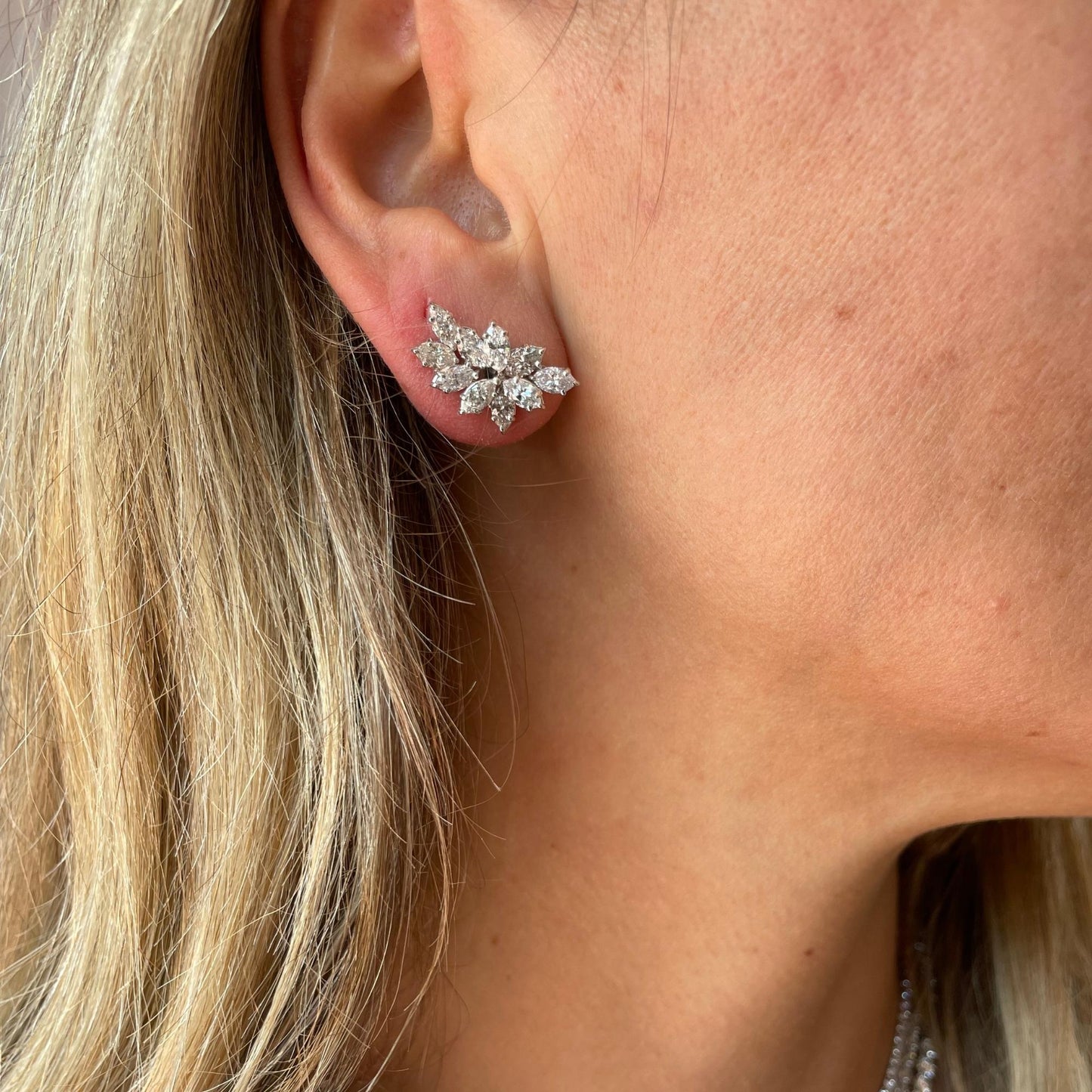 Marquise Cluster Diamond Earrings