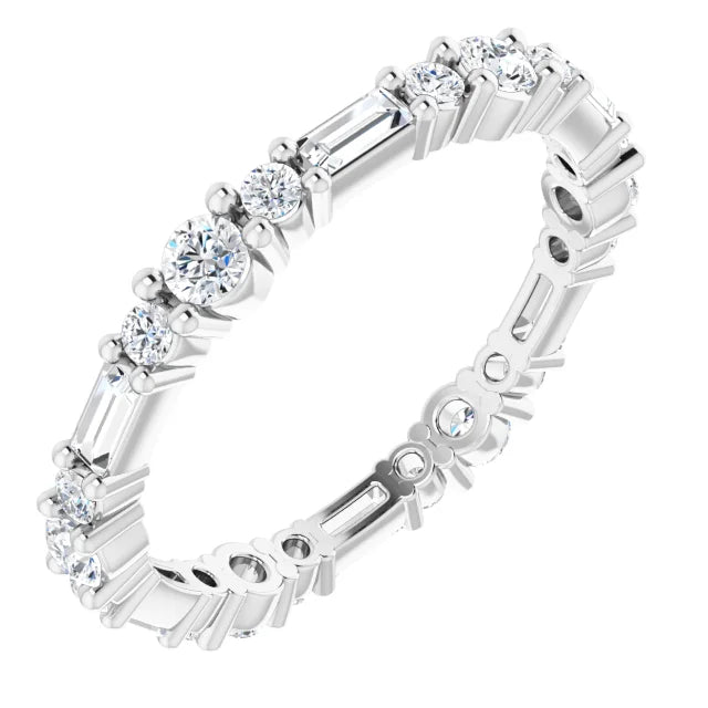 Baguette and Cluster Diamond Eternity Band