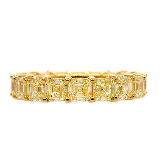 Asscher Cut Eternity Band with Fancy Yellow Diamonds