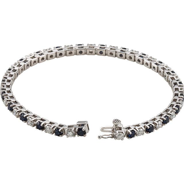 Blue Sapphire and Diamond Tennis Bracelet