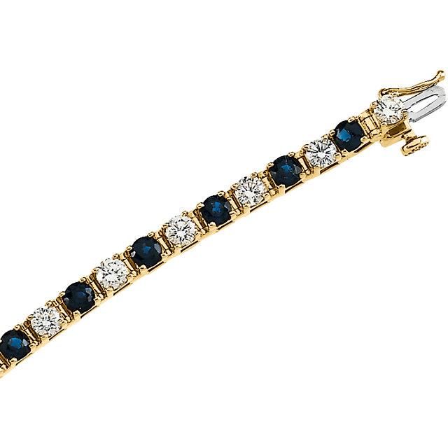 Blue Sapphire and Diamond Tennis Bracelet