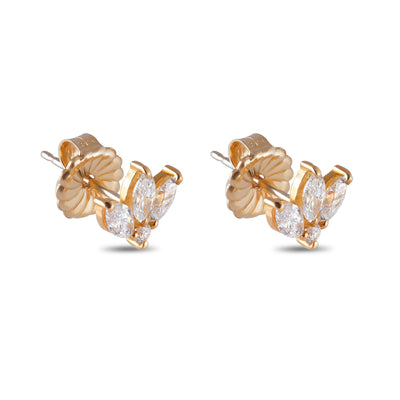Yellow Gold Marquis Leaf Studs