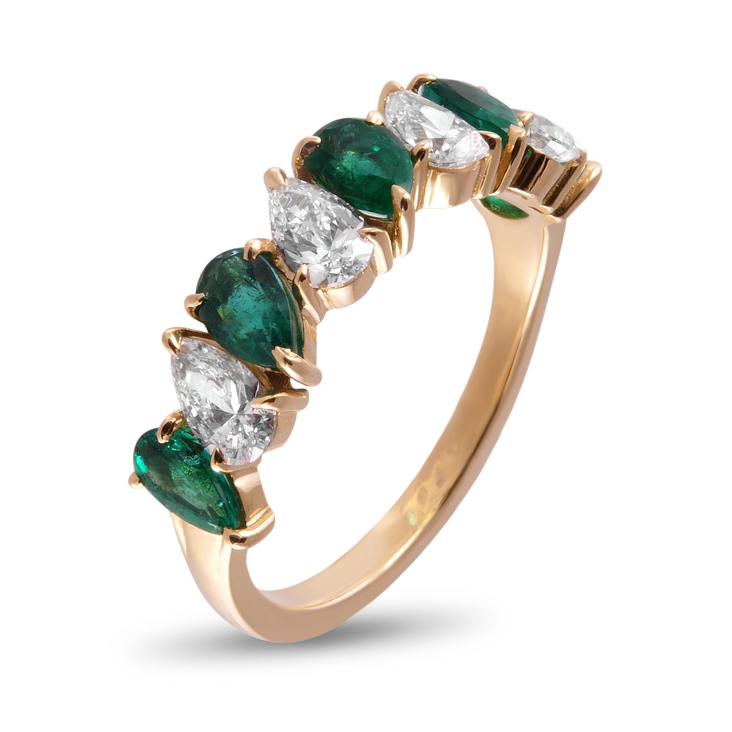 Pear Shaped Emeralds and Diamond Ring