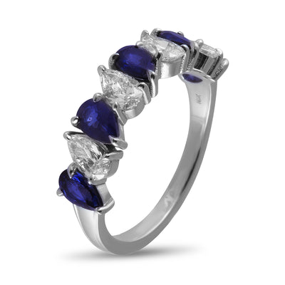 Blue Pear Shaped Sapphires and Diamond Ring