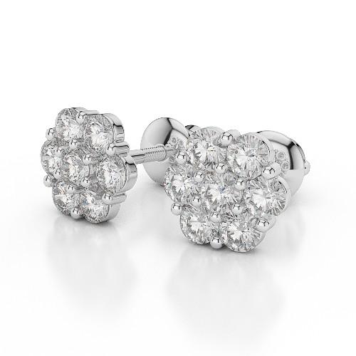 Cluster Diamond Stud Earrings