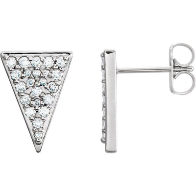 Pave Diamond Triangle Stud Earrings
