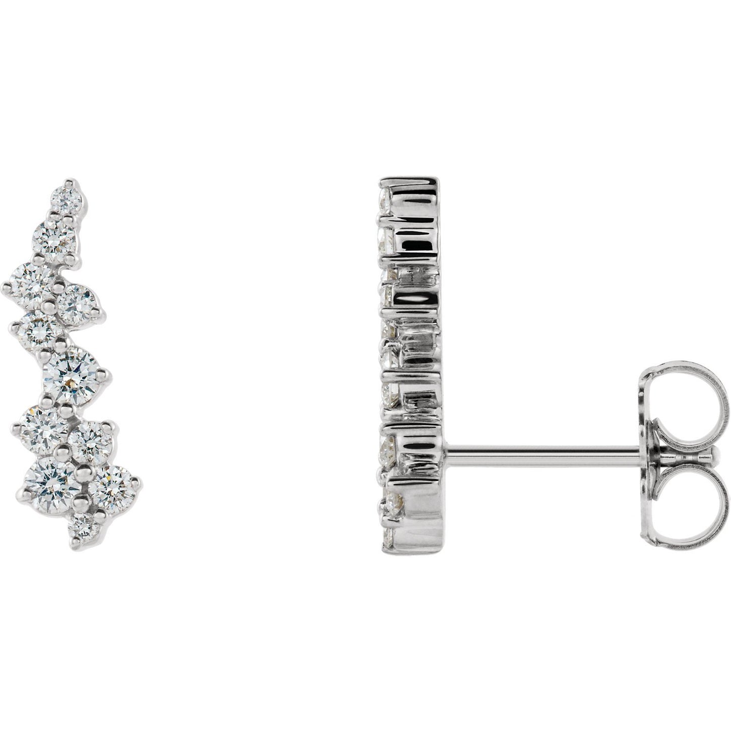 Cluster Diamond Ear Climbers