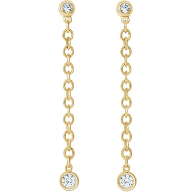 Bezel Set Diamond Chain Earrings
