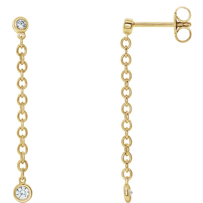 Bezel Set Diamond Chain Earrings