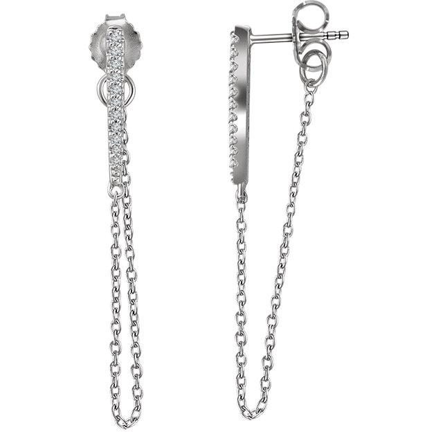 Pave Diamond Bar Chain Earrings