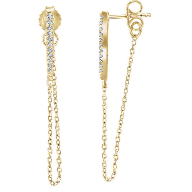 Pave Diamond Bar Chain Earrings