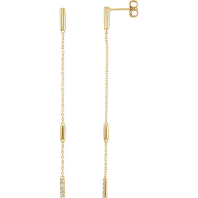 Pave Set Bar and Chain Earrings
