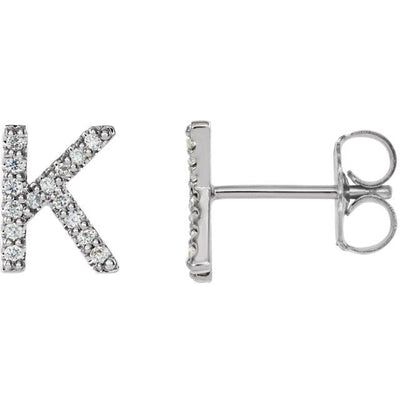 Pave Diamond Initial Letter Single Earring