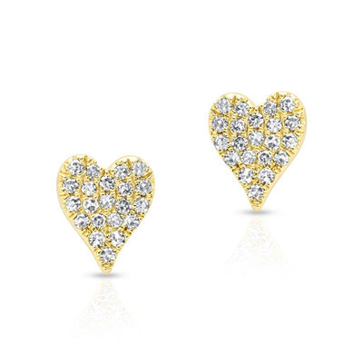 Pave Diamond Heart Stud Earrings