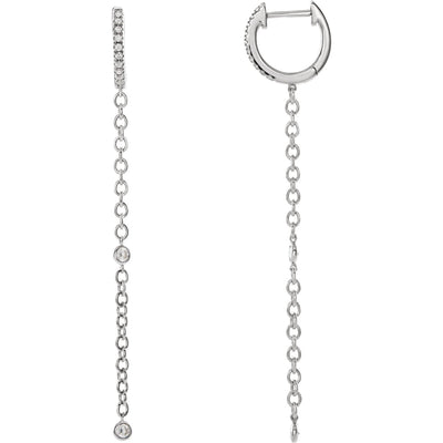 Diamond Hoop and Bezel Chain Earrings