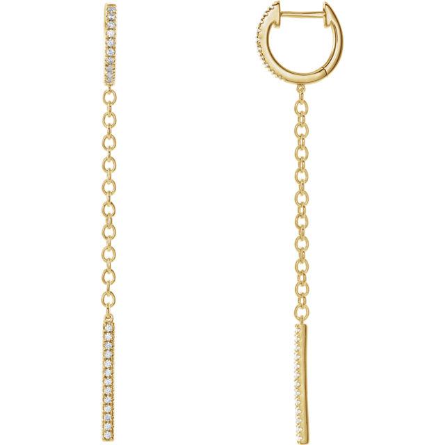 Pave Diamond Hoop and Bar Chain Earrings