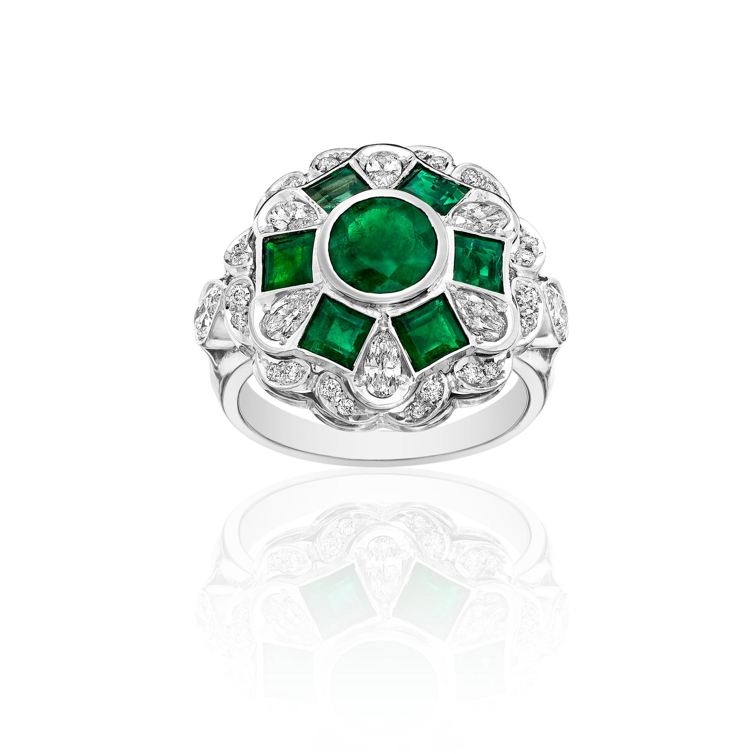 White Gold and Emerald Ring