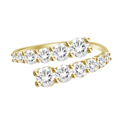 18k Gold Bi-pass Ring with Round Brilliant Diamonds