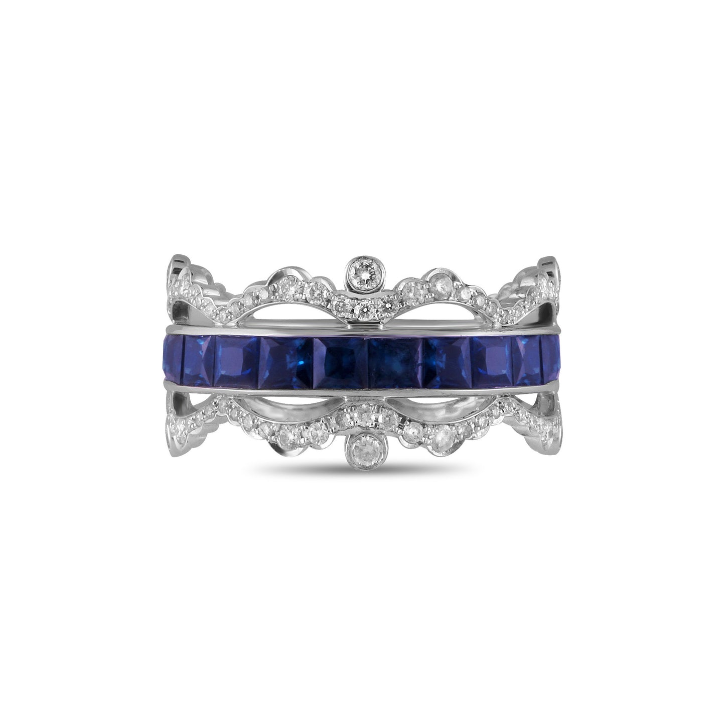 Sapphires and Diamonds Crown Ring