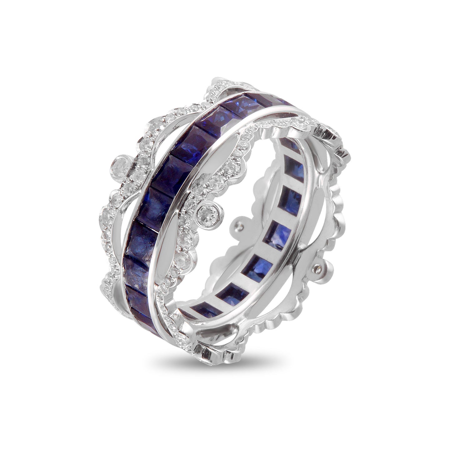 Sapphires and Diamonds Crown Ring