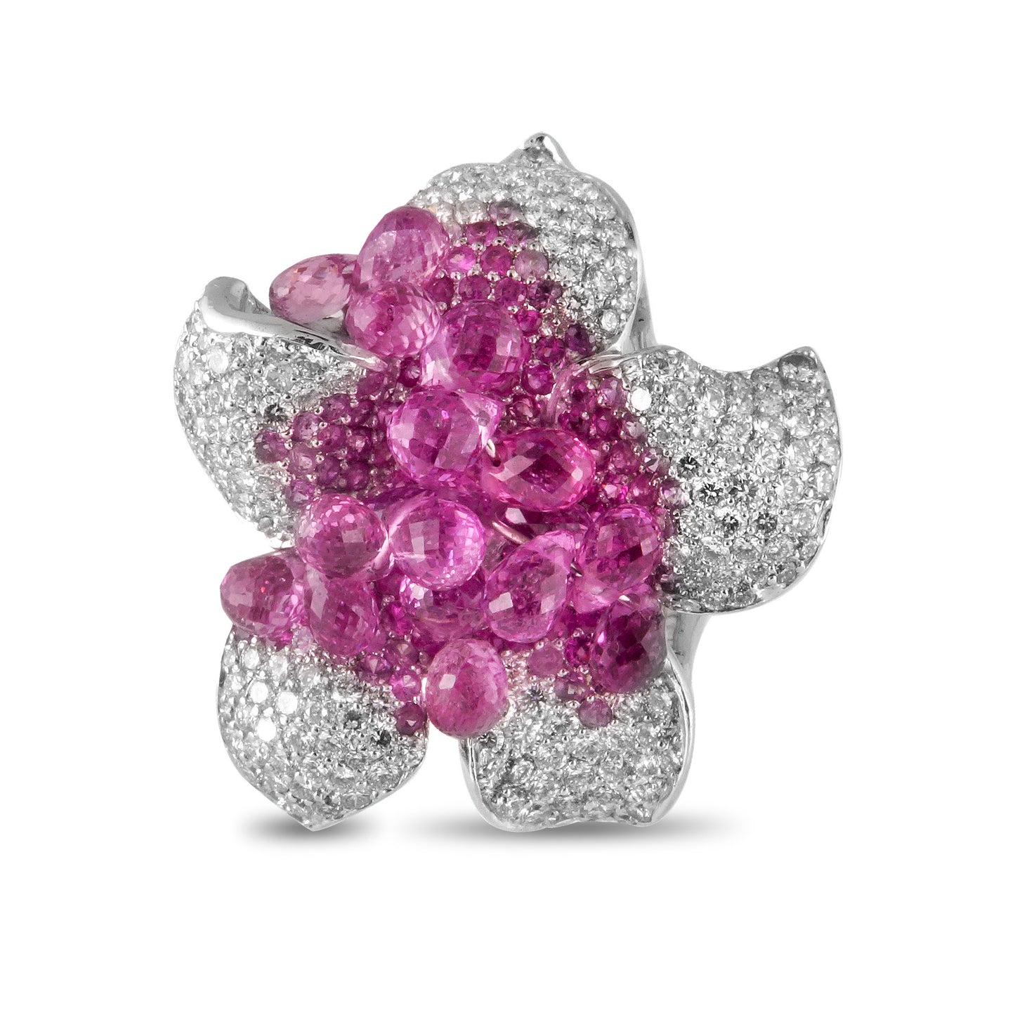 Pink Sapphires and Diamond Flower Ring