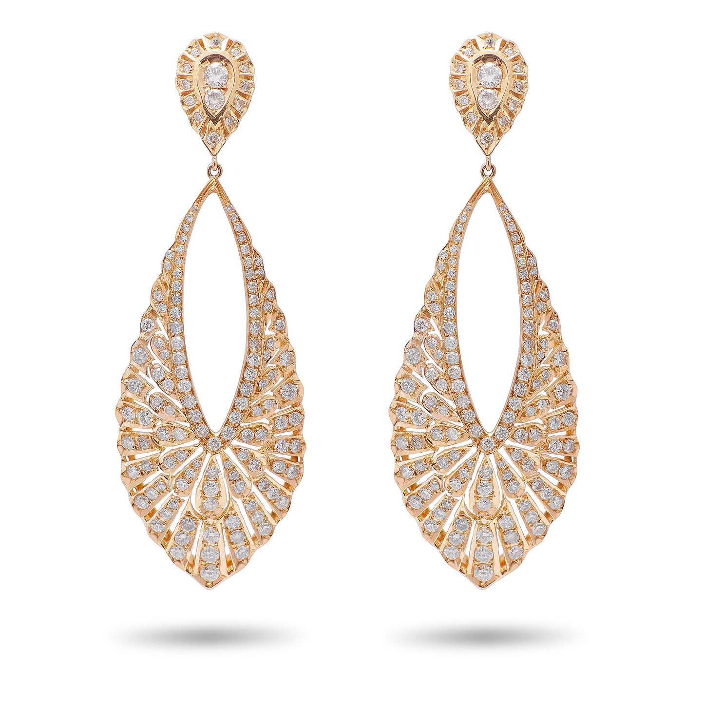 Rose Gold and Diamonds Teardrop Earrings