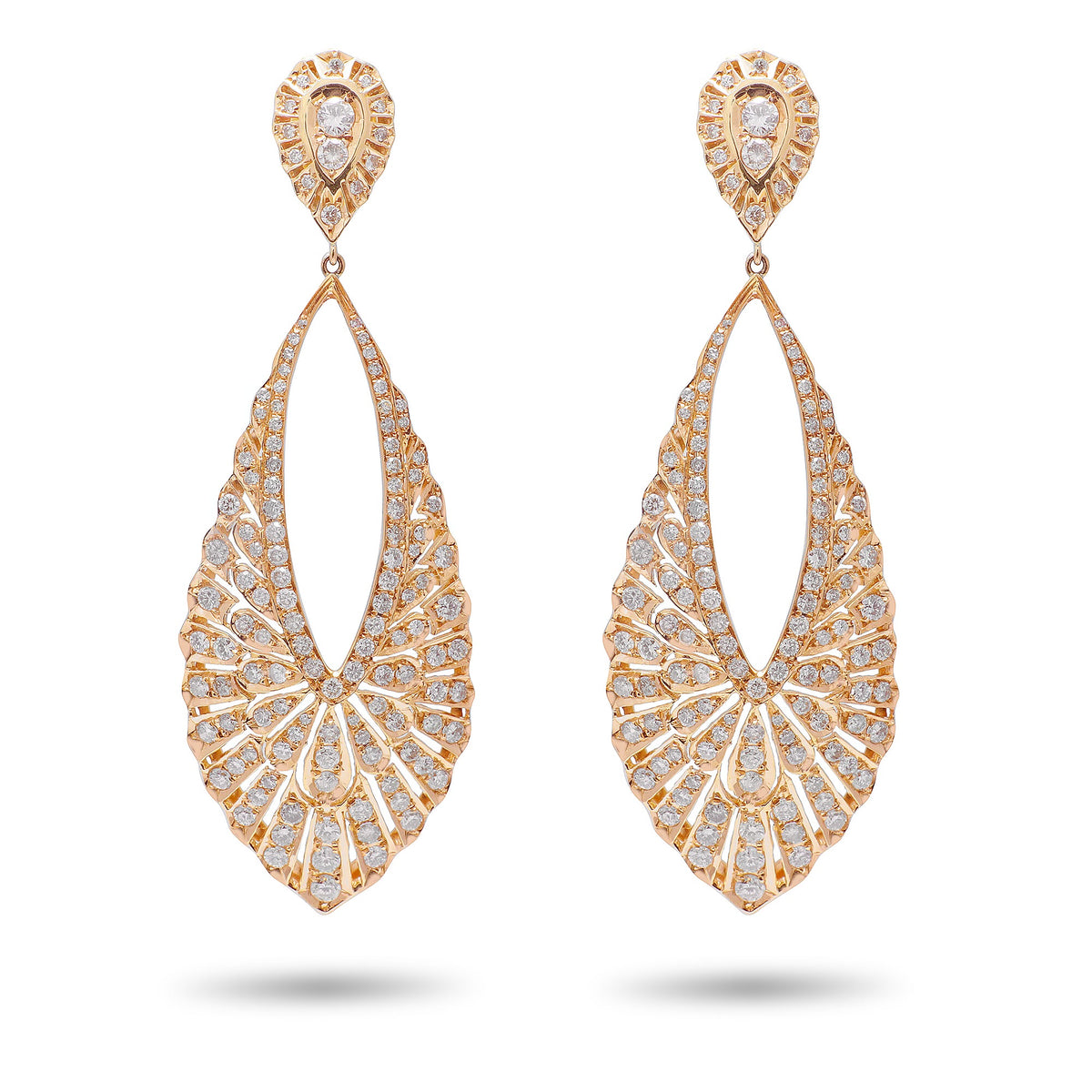 Rose Gold and Diamonds Teardrop Earrings