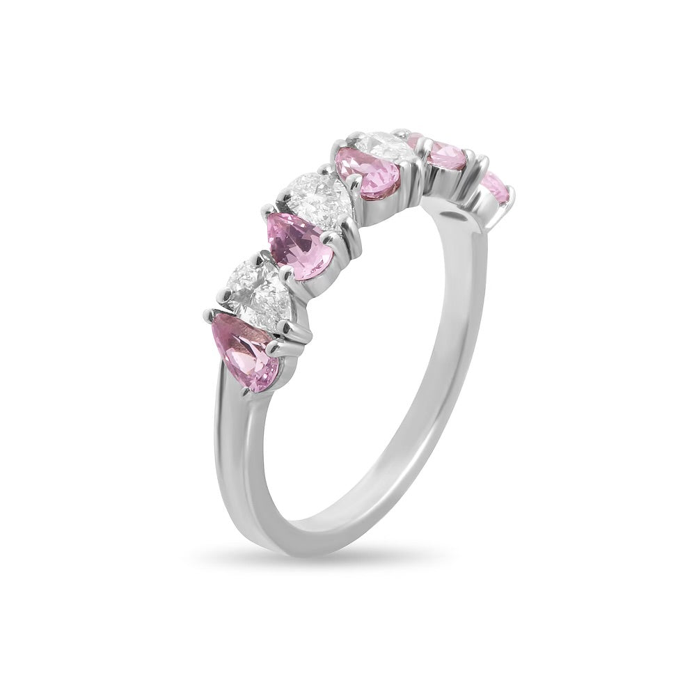 Pink Pear Shape Sapphires and Diamonds Ring