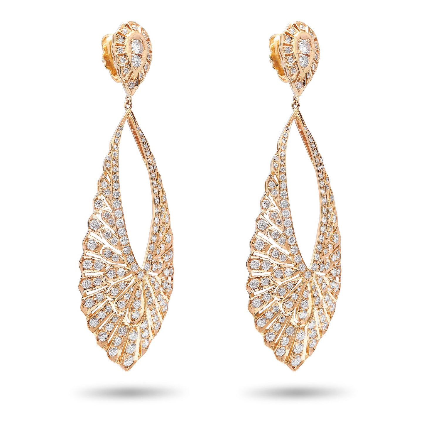 Rose Gold and Diamonds Teardrop Earrings