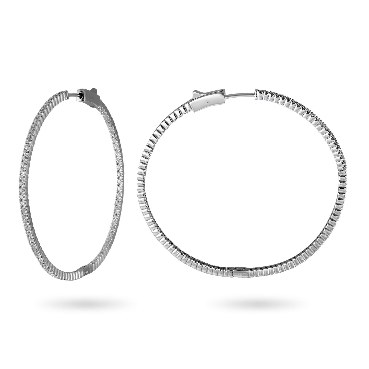 Thin Diamond Hoop Earrings