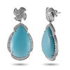 Sleeping Beauty Turquoise Drop Earrings with Diamonds