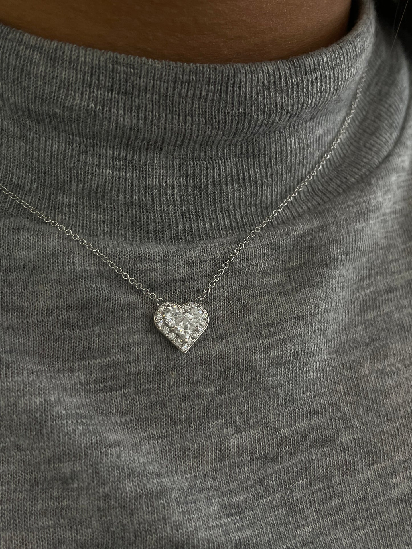 Pave Necklace with Heart Diamond Pendant