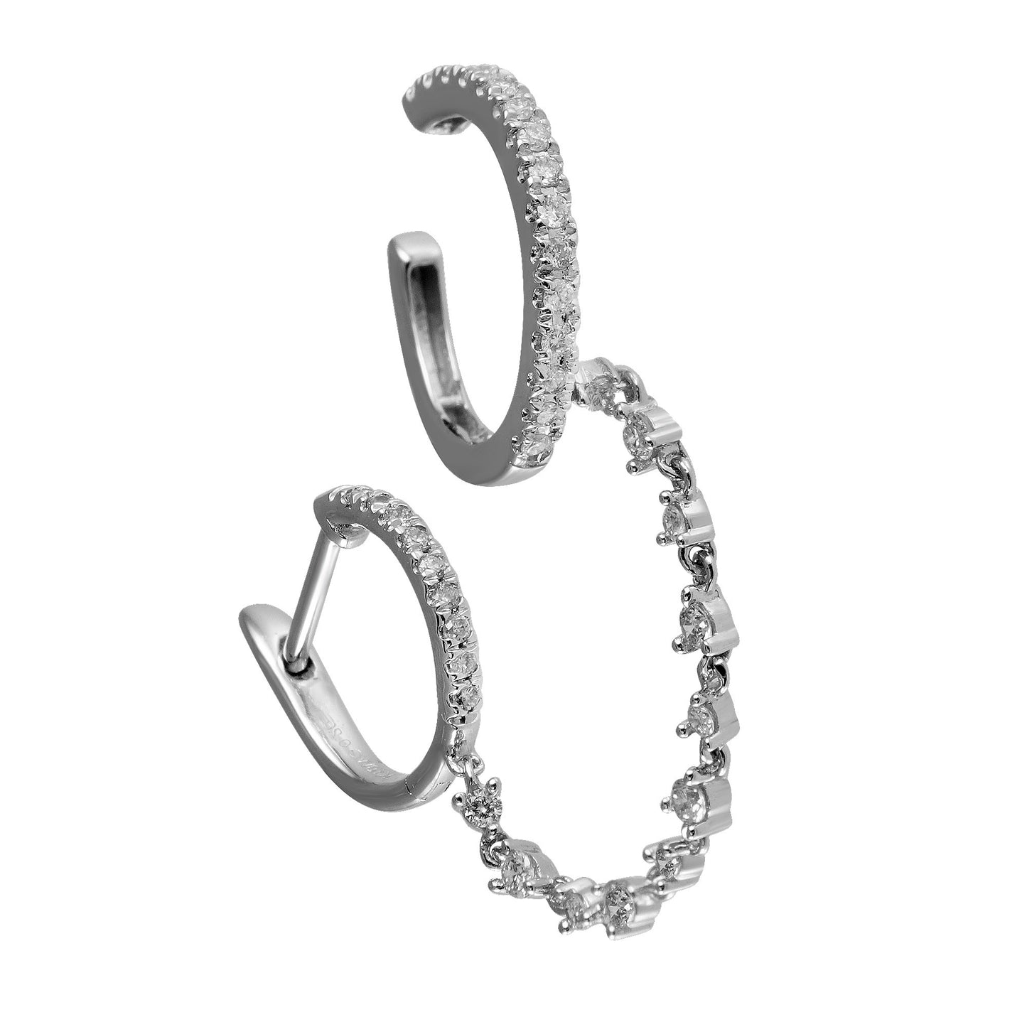 White Gold Dangle Cuff Earring