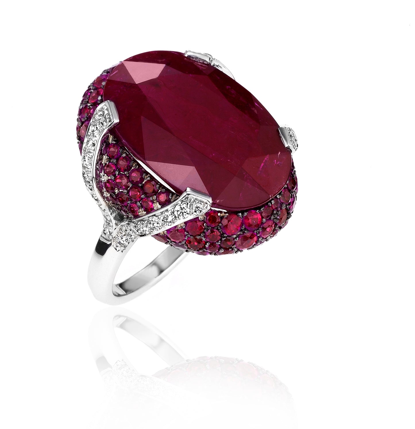 Ruby and Pink Sapphires Art Deco Ring