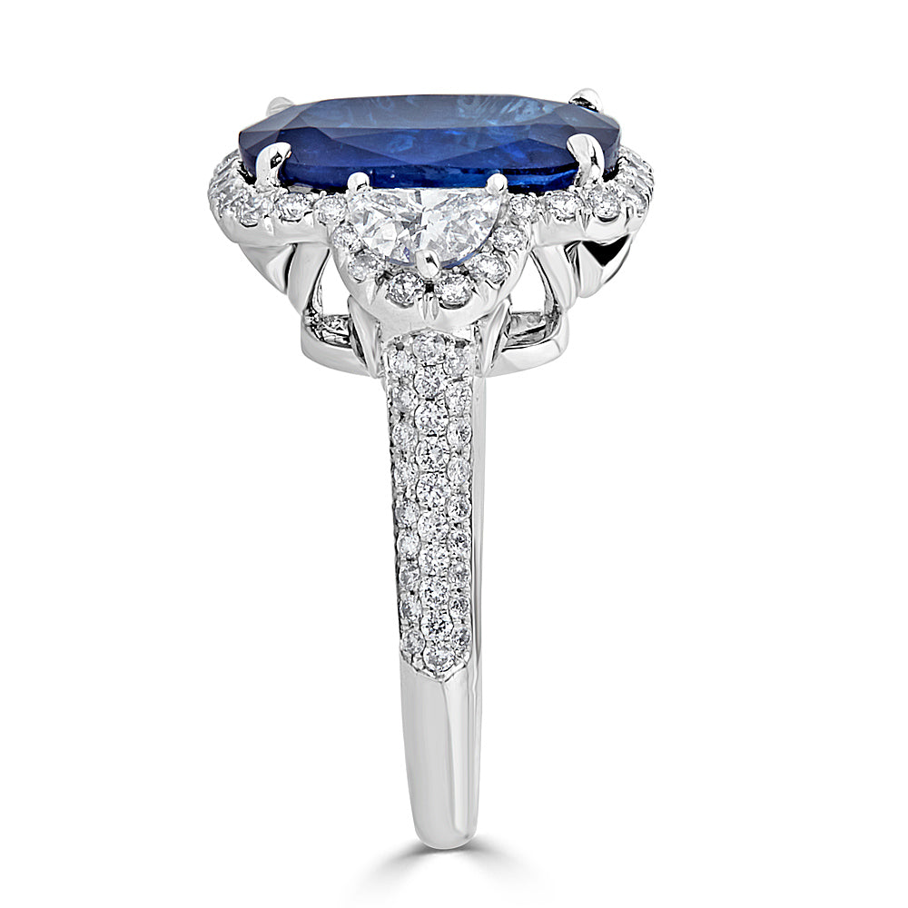 Cushion Cut Blue Sapphire and Diamonds Ring