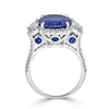 Cushion Cut Blue Sapphire and Diamonds Ring