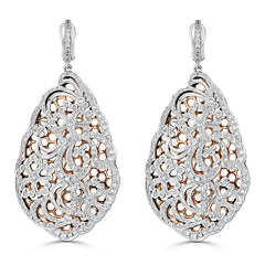 Filigree White Gold and Diamond Teardrop Earrings