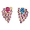 Pink Sapphire Cluster Earrings with Aquamarine and Pink Tourmaline