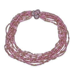 Pink Sapphires and Rhodolite Multi Strand Necklace