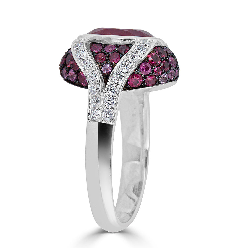 Ruby and Pink Sapphires Art Deco Ring